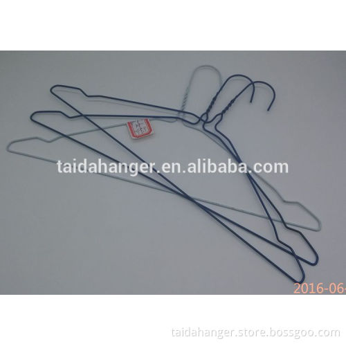Plastic Coated Blue and White 16" 2.5mm Laundry Wire Hangers With Notches